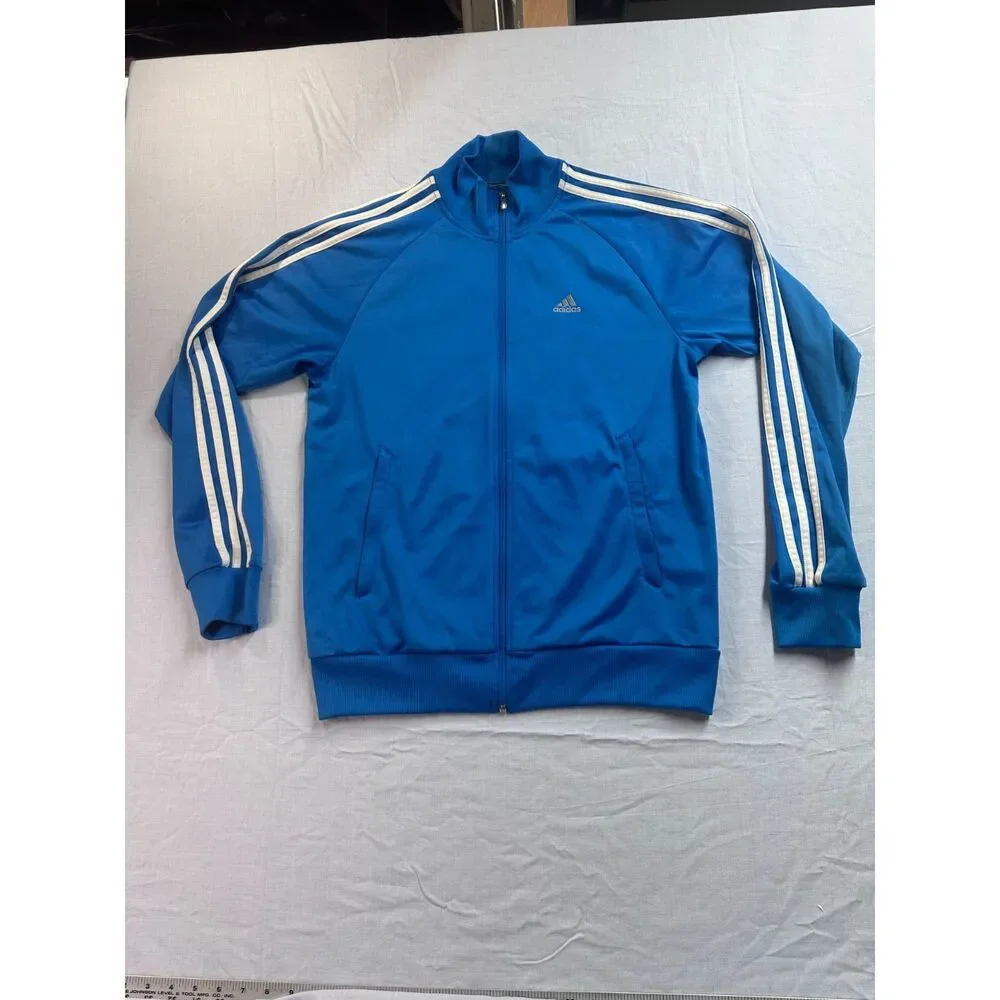 Adidas Clima365 Climalite Full Zip Track Jacket Blue White 3-Stripes Mens Small